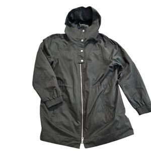 Levi Strauss Green Hooded Jacket Windbreaker Women's Full-zip Cinch Waist Sz XL